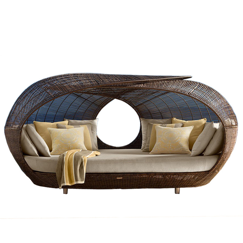 Outdoor Furniture In Sale - Cama de Día de Mimbre Semicircular