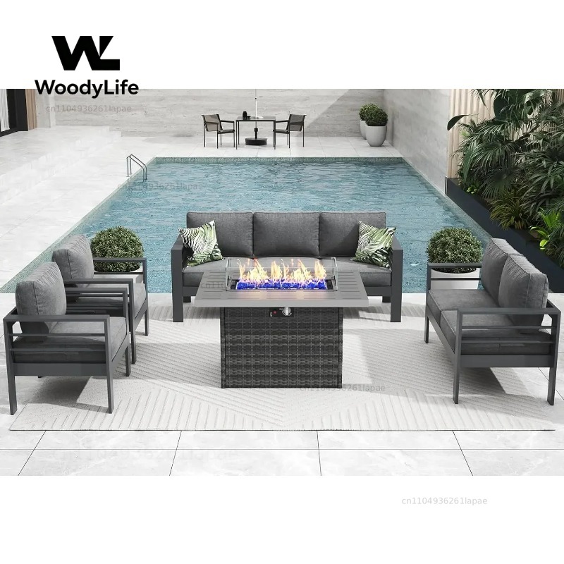 Outdoor Furniture Fire Pit Set - Juego de Muebles de Patio Modernos