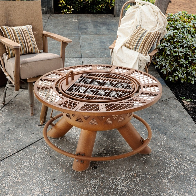 Outdoor Furniture Fire Pit Set - Brasero y Parrilla de Carbón de
