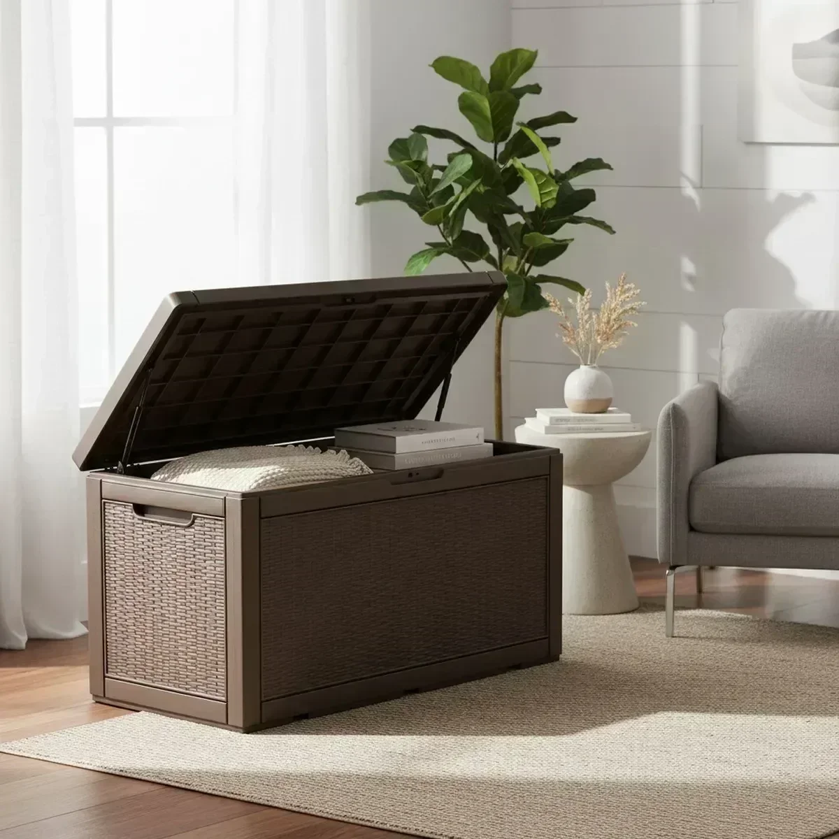 Outdoor Furniture With Storage For Cushions - Banco de Almacenamiento Exterior Grande, Impermeable,
