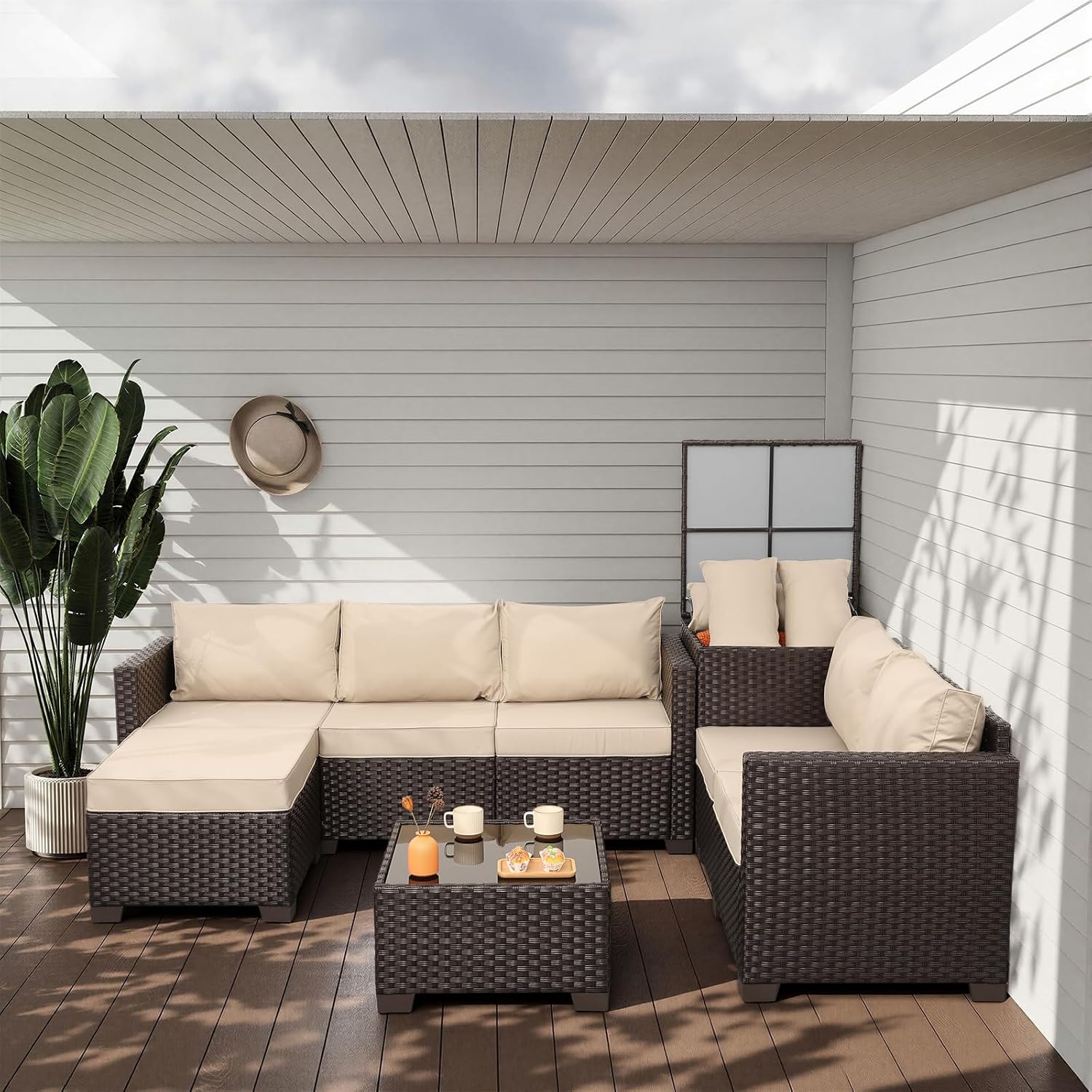 Outdoor Furniture With Storage For Cushions - Juego de Muebles de Jardín de