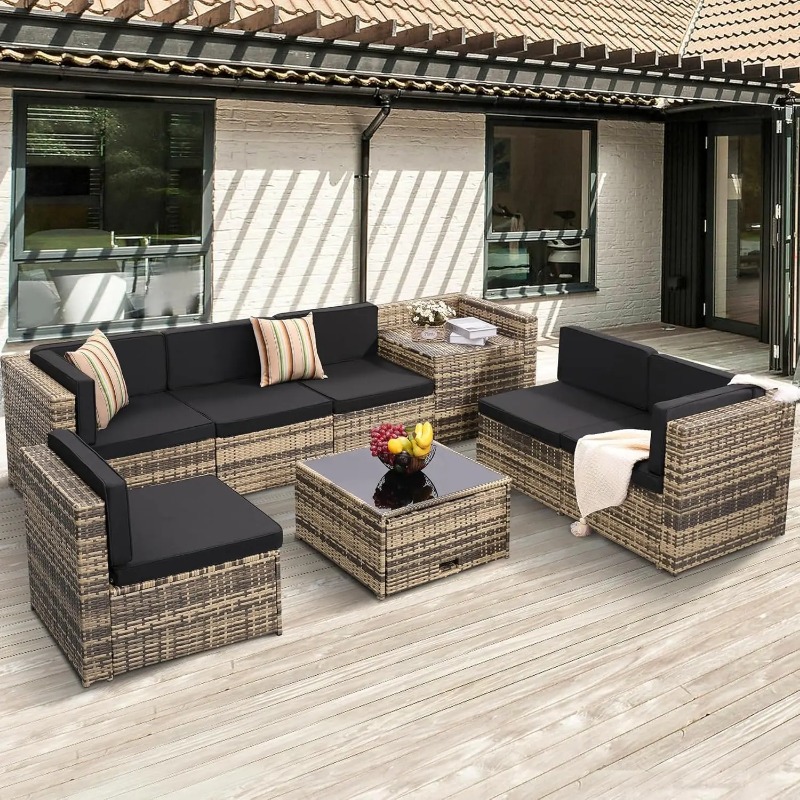 Outdoor Furniture With Storage For Cushions - Conjunto de Muebles de Jardín de