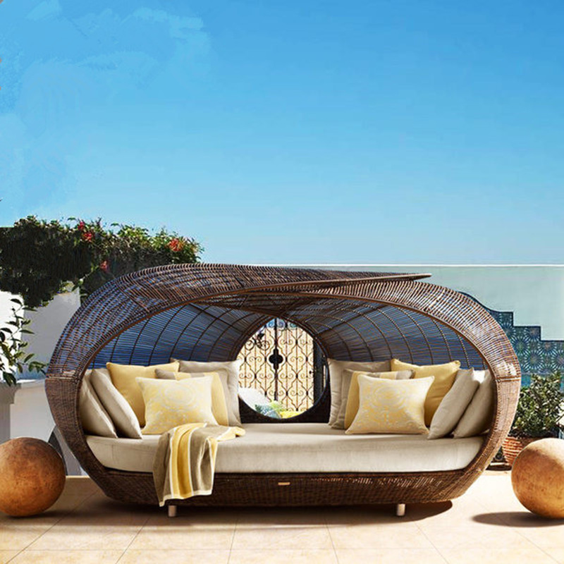 Cama de Día de Mimbre Semicirc - Outdoor Furniture In Sale reseña y precio