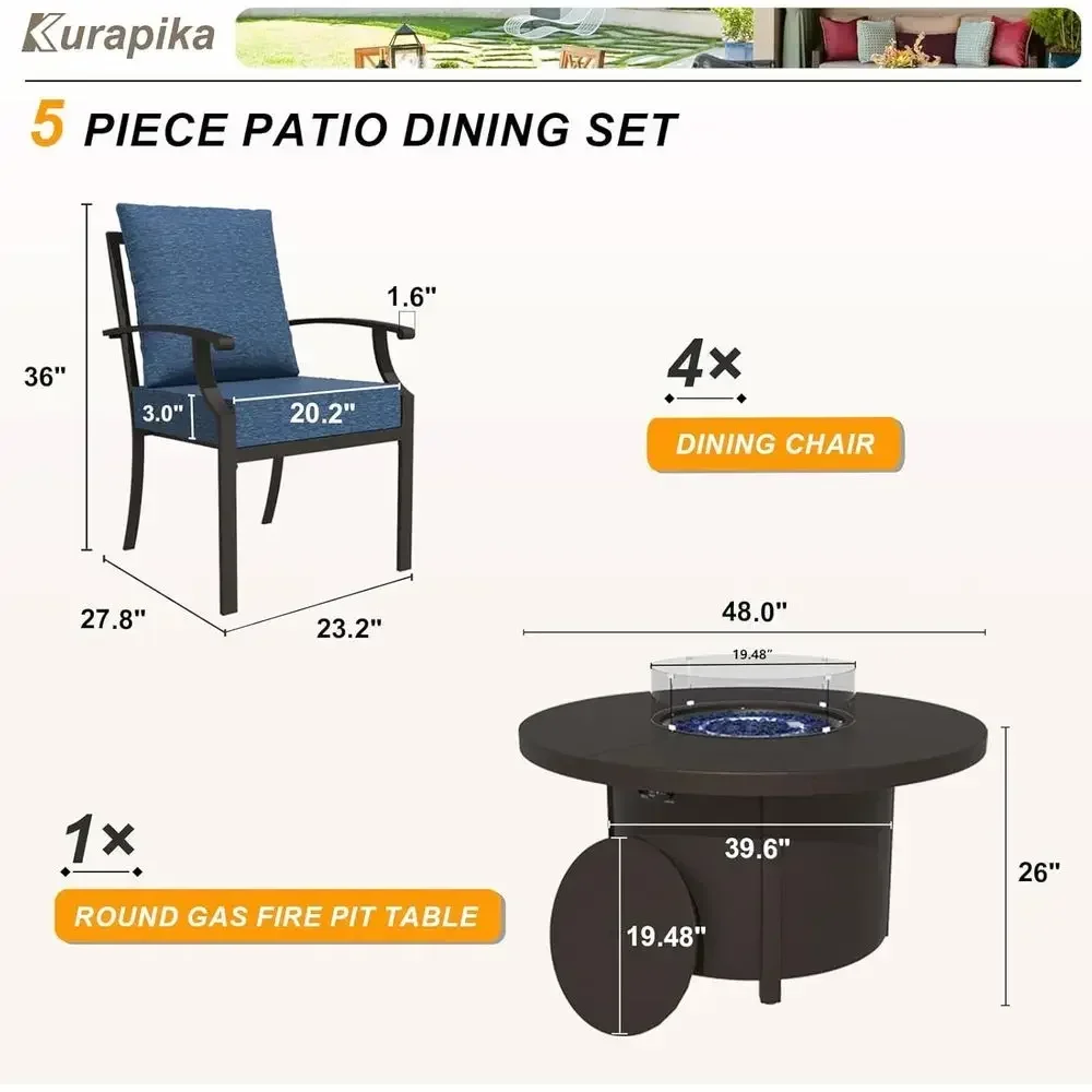Juego de Muebles de Patio de 5 - Outdoor Furniture Fire Pit Set reseña y precio