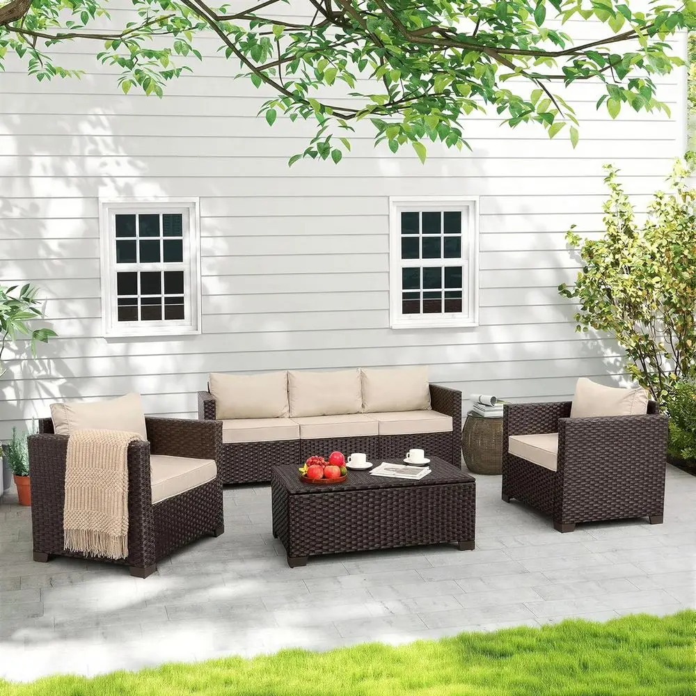 Juego de Muebles de Patio de 4 - Outdoor Furniture With Storage For Cushions reseña y precio