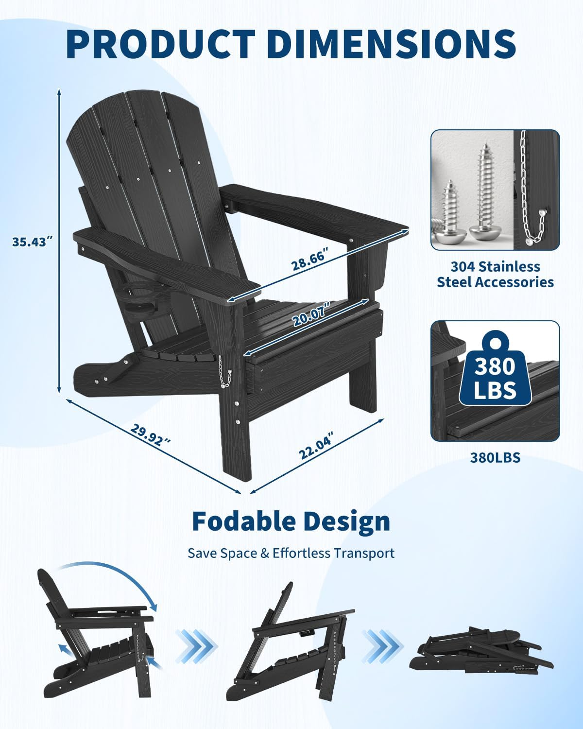 Silla Adirondack Plegable de P - Outdoor Furniture And Fire Pit reseña y precio