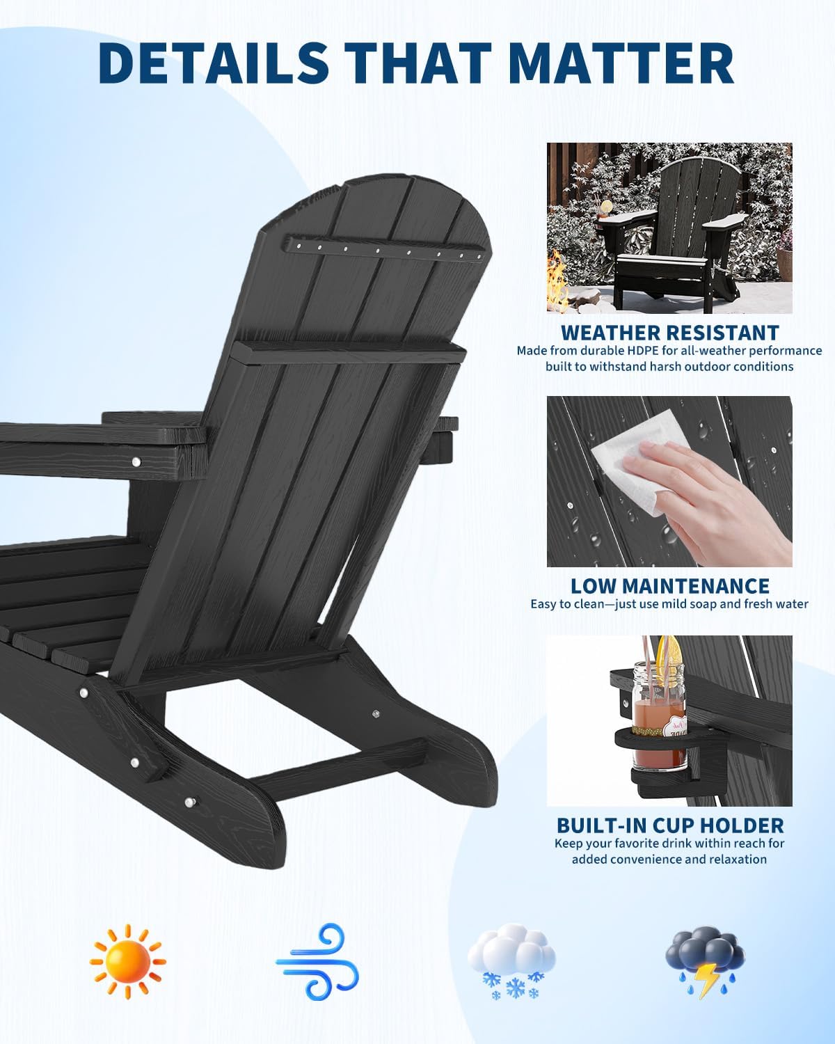 Silla Adirondack Plegable de P - Outdoor Furniture And Fire Pit reseña y precio