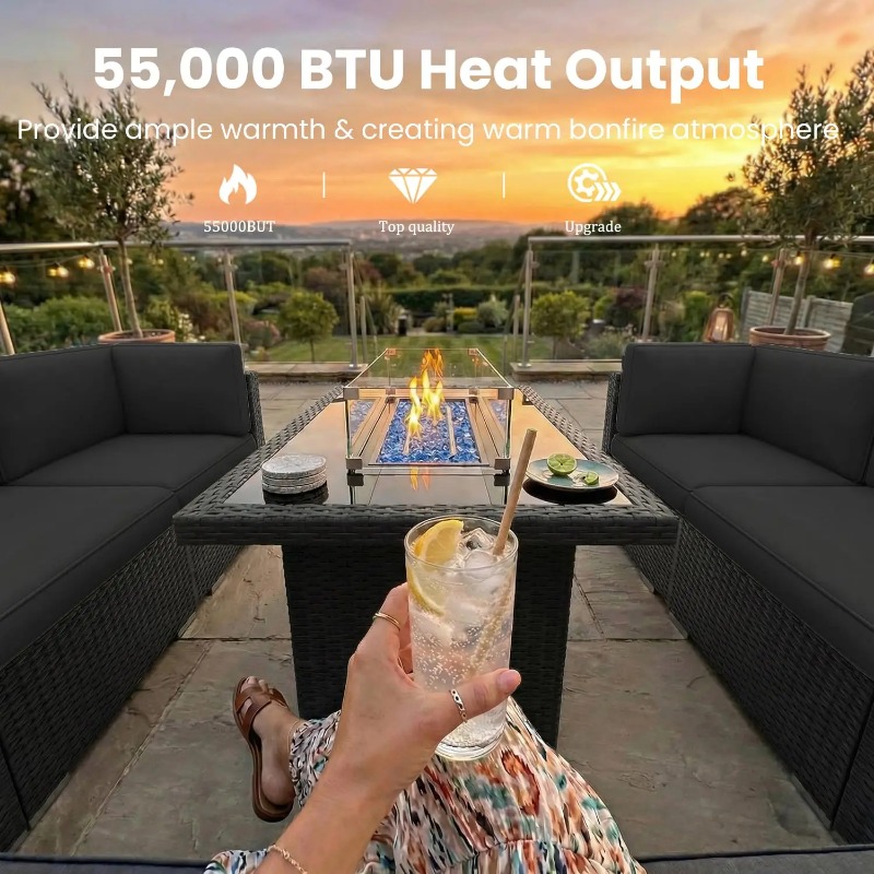Juego de Sofás Seccionales de  - Outdoor Furniture Fire Pit Set reseña y precio