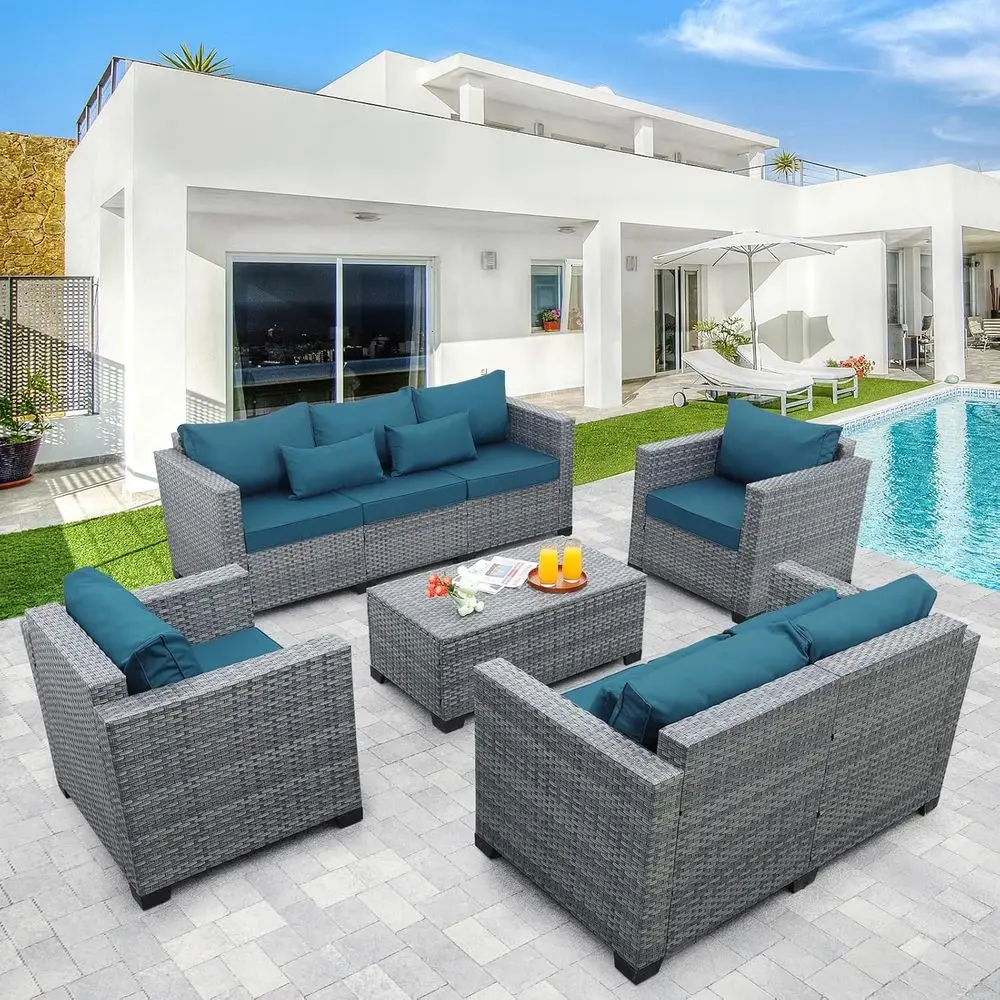 Juego de muebles de mimbre par - Outdoor Furniture With Storage For Cushions reseña y precio