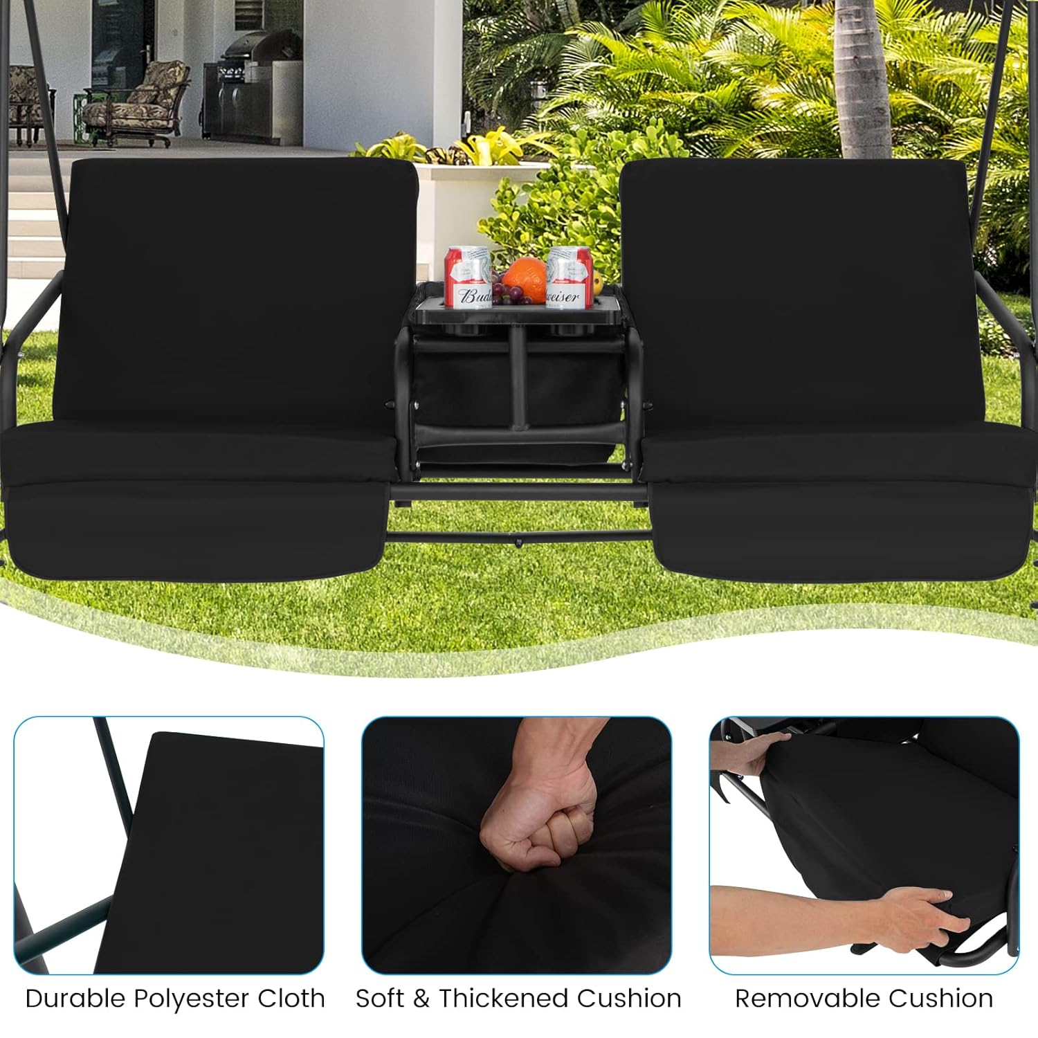 Columpio de porche para 2 pers - Outdoor Furniture With Storage For Cushions reseña y precio