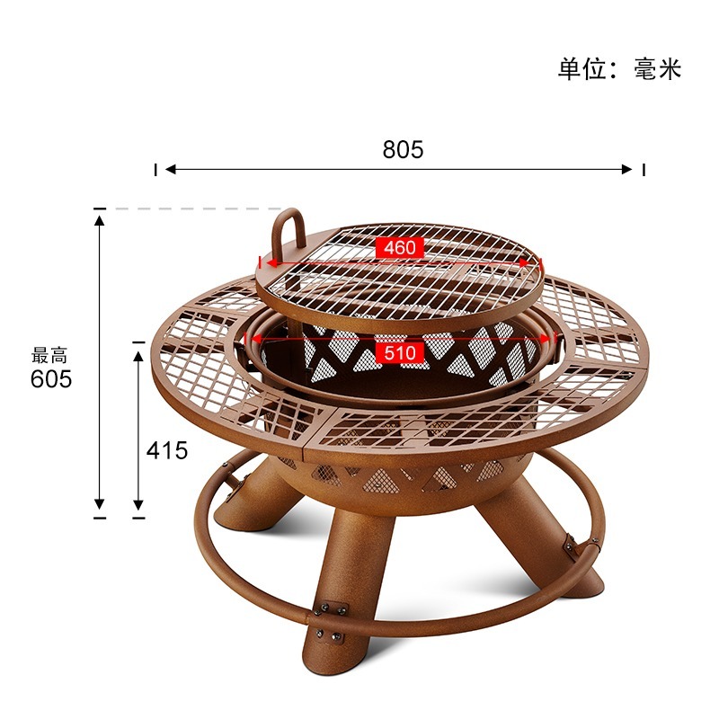 Brasero y Parrilla de Carbón d - Outdoor Furniture Fire Pit Set reseña y precio