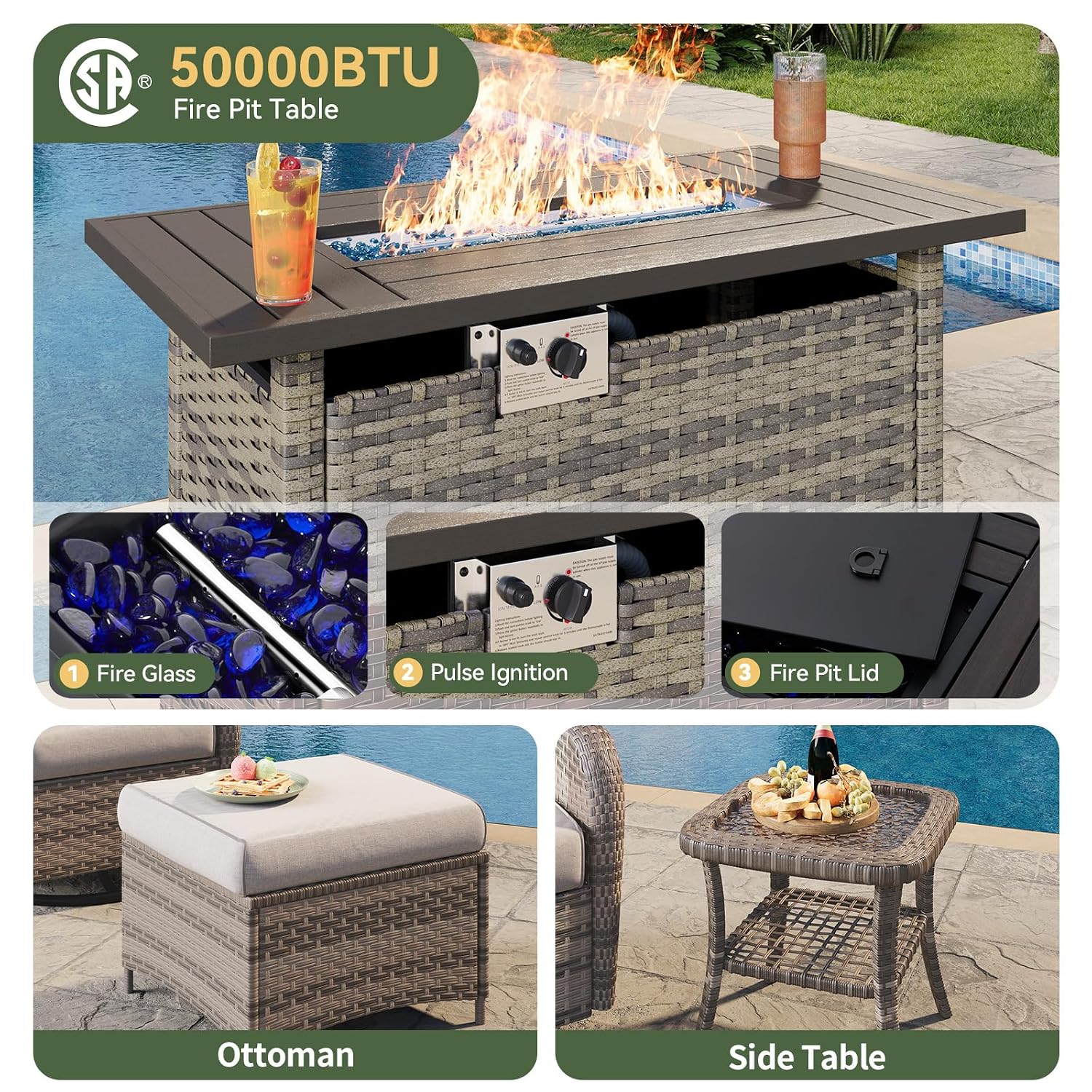 Conjunto de Muebles de Jardín  - Outdoor Furniture Fire Pit Set reseña y precio