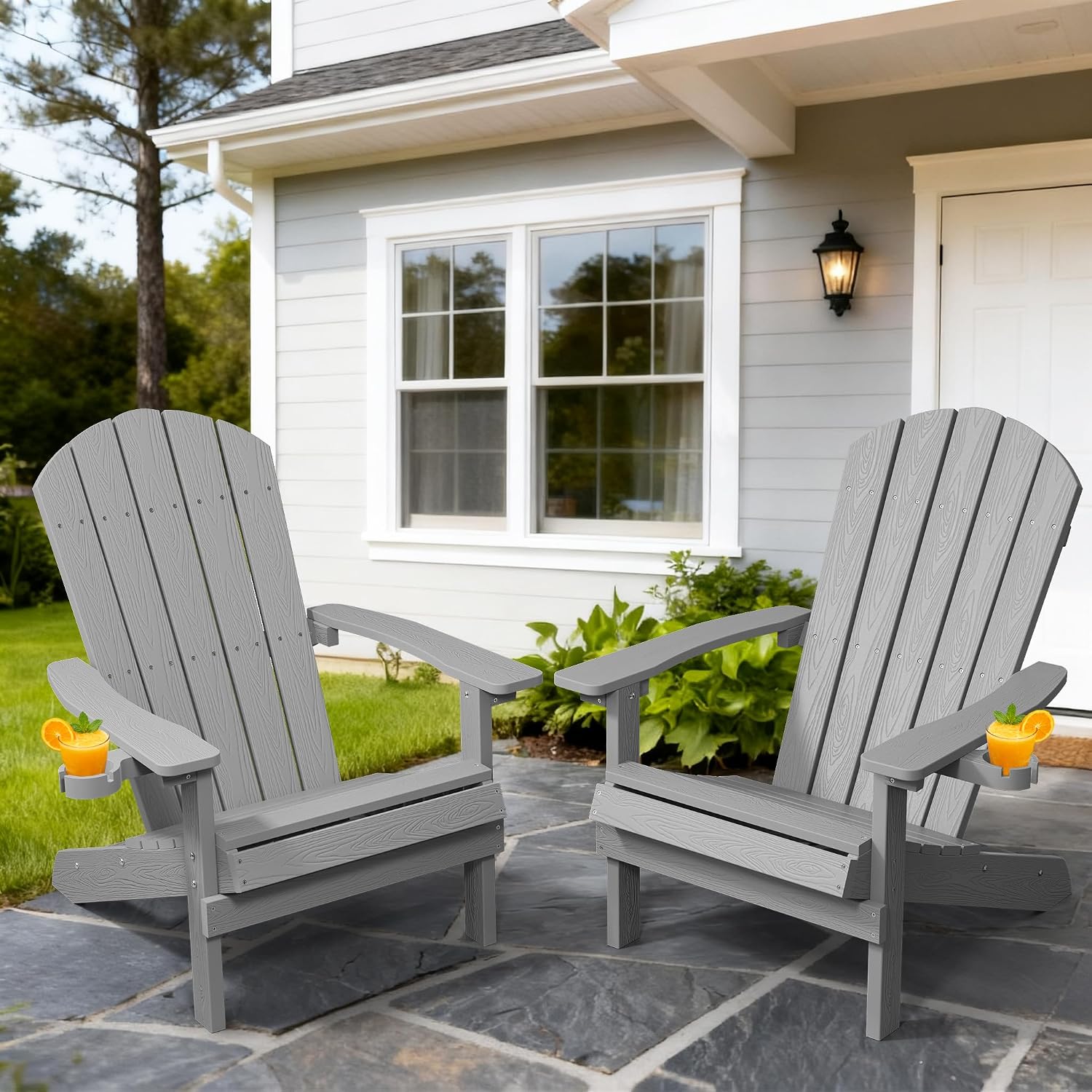 Juego de 2 Sillas Adirondack R - Outdoor Furniture Fire Pit Set reseña y precio