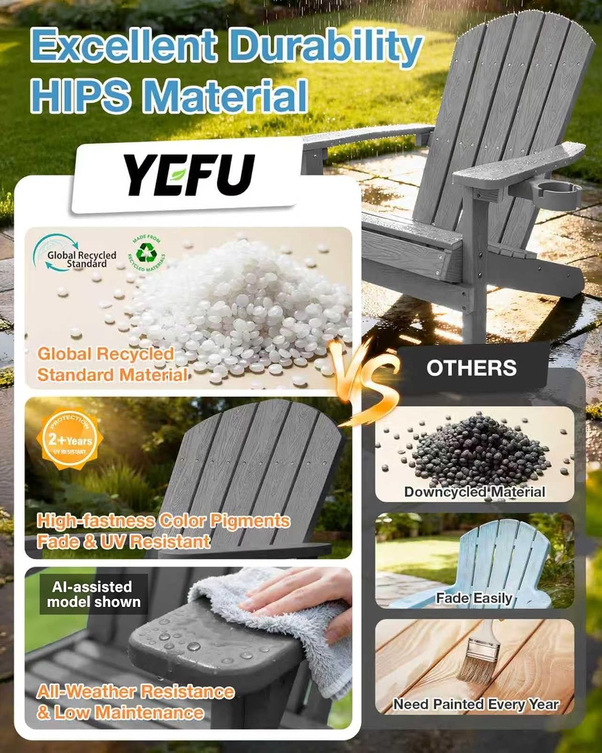 Juego de 2 Sillas Adirondack R - Outdoor Furniture Fire Pit Set reseña y precio