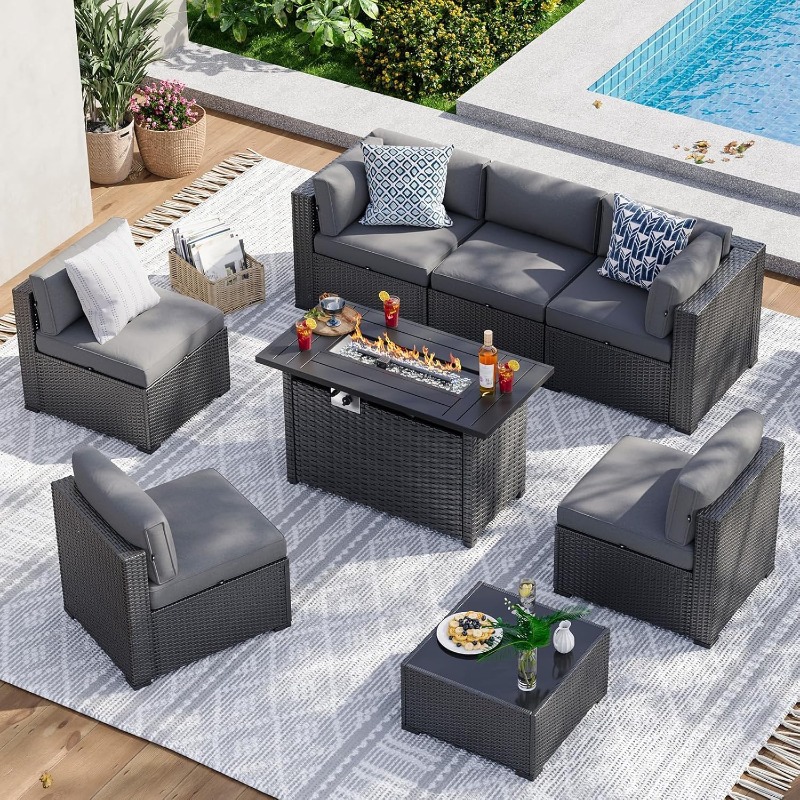 Juego de Muebles de Patio Aoxu - Outdoor Furniture Fire Pit Set reseña y precio