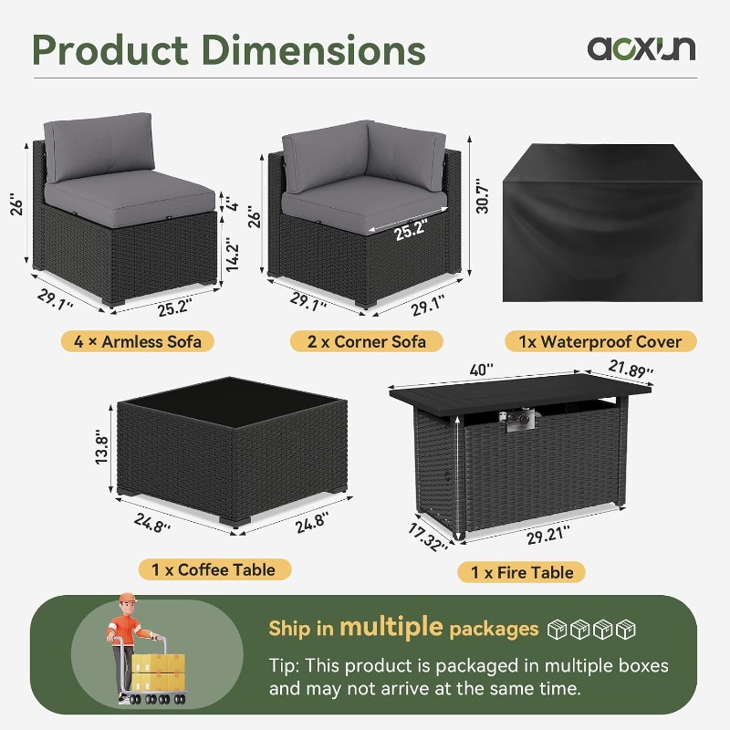 Juego de Muebles de Patio Aoxu - Outdoor Furniture Fire Pit Set reseña y precio