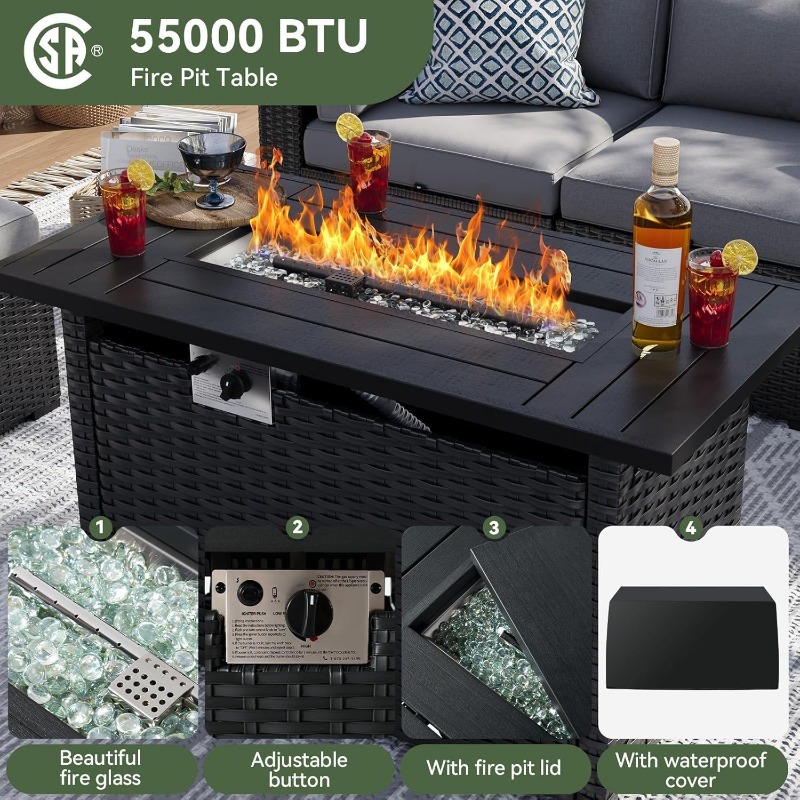 Juego de Muebles de Patio Aoxu - Outdoor Furniture Fire Pit Set reseña y precio