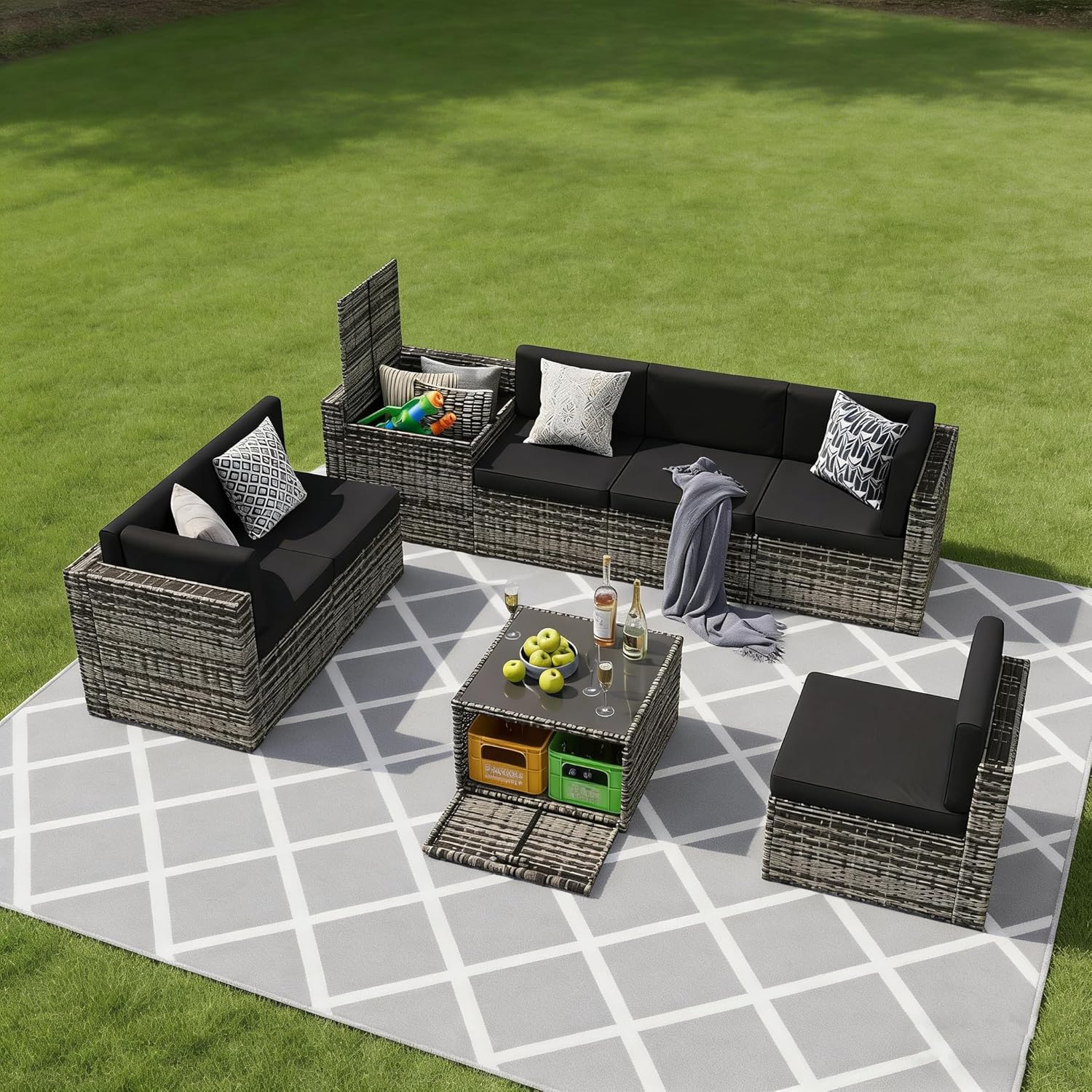 Juego de Muebles de Patio de M - Outdoor Furniture With Storage For Cushions reseña y precio