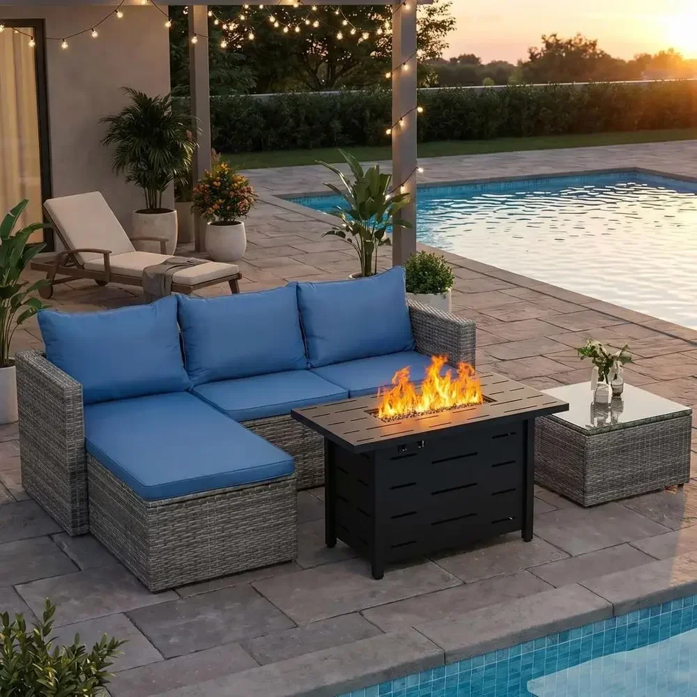 Juego de muebles de mimbre par - Outdoor Furniture Fire Pit Set reseña y precio